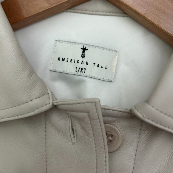 NWT American Tall Jacket Shacket Size Large XT Cream Oversized Vegan Leather - Picture 4 of 5